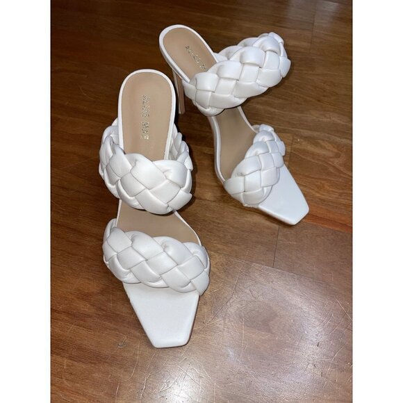 Alias Mae High Heels Isla Mules in Bone 38 7 Womens Braided Sandals - Picture 5 of 16